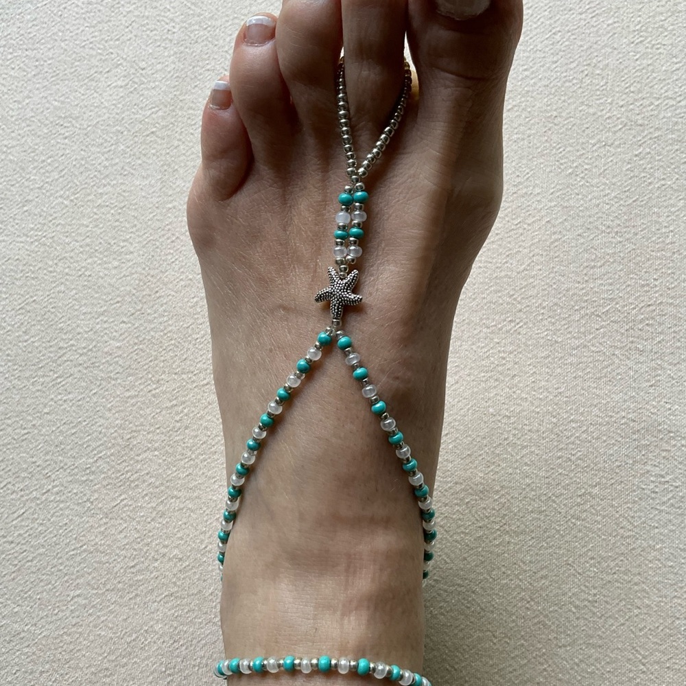 BARE FOOT SANDALS STARFISH SANDALS BEADED SANDALS